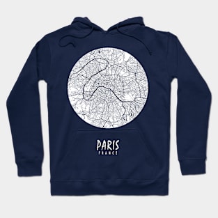 Paris, France City Map - Full Moon Hoodie